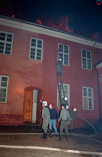 Pożar przedzamcza w Lidzbarku Warm. 15.01.1994 r.